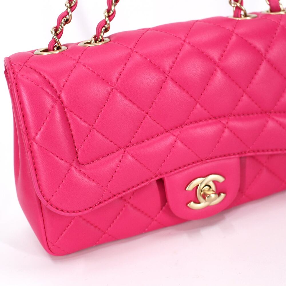 CHANEL Mini Pink Quilted Lambskin Mademoiselle Chic Mini Flap Bag Gold CC Logo - Picture 3 of 11